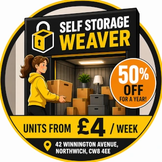 Step-by-step online booking process for a storage unit at Self Storage Weaver in Northwich showing how to book, pay and access instantly